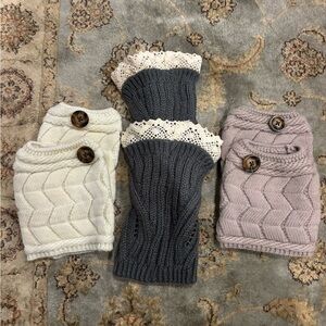 Cozy Knit Boot cuff socks Set with Button Detail